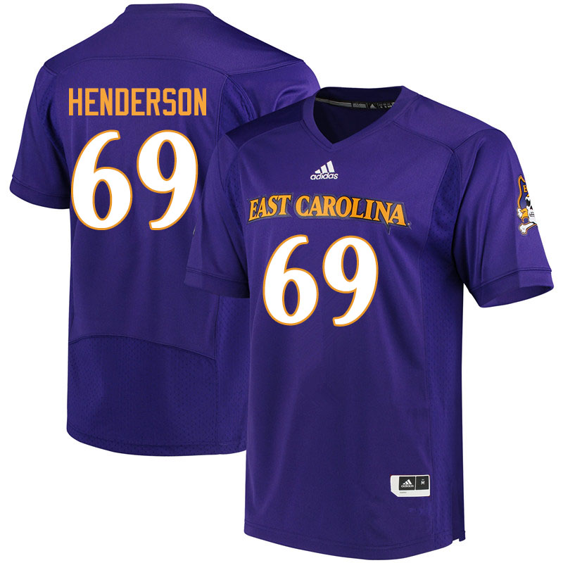 Men #69 Noah Henderson ECU Pirates College Football Jerseys Sale-Purple